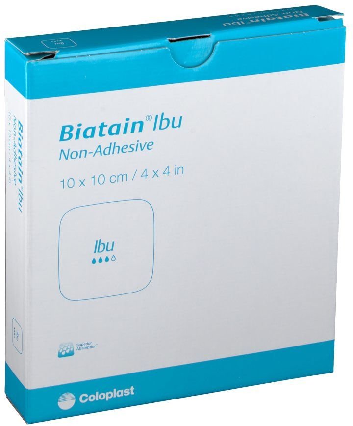 Biatain Ibu Schaumverband 10x10 cm nicht haftend 5 St Verband
