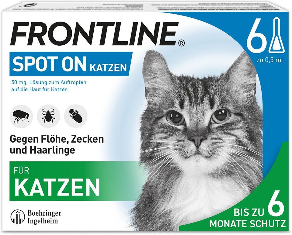 Frontline Spot on K Lösung f.Katzen 6 St Einzeldosispipetten
