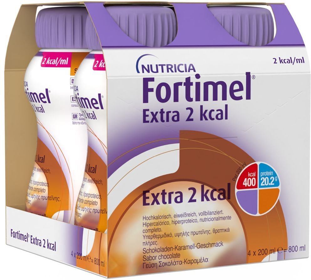 Fortimel Extra 2 kcal Schokoladen-Karamellgeschm. 4x200 ml Flüssigkeit
