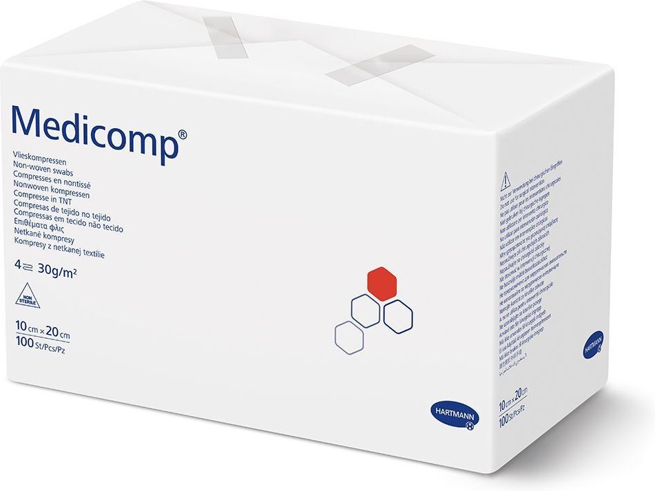 Medicomp Vlieskomp.unsteril 10x20 cm 4fach 100 St Kompressen