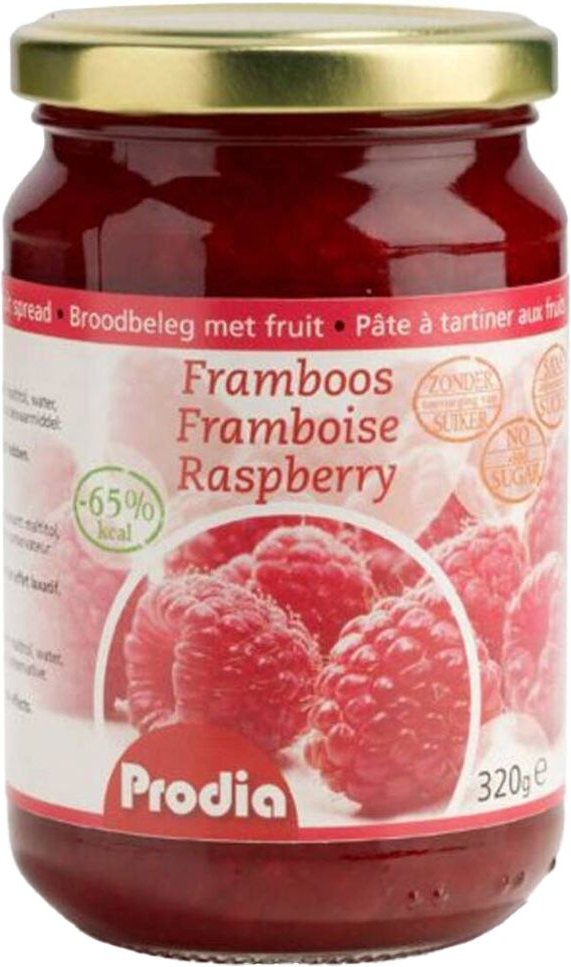 Prodia Broodbeleg Framboos + Maltitol 300 g Creme
