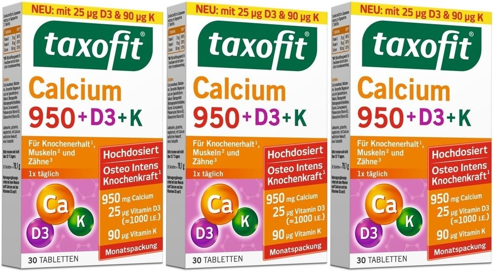 Taxofit Calcium 950+D3+K Tabletten 3x 3x30 St