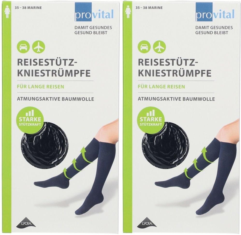 Provital Reisekniestrümpfe Gr.35-38 marine Baumw. 2x 2x2 St