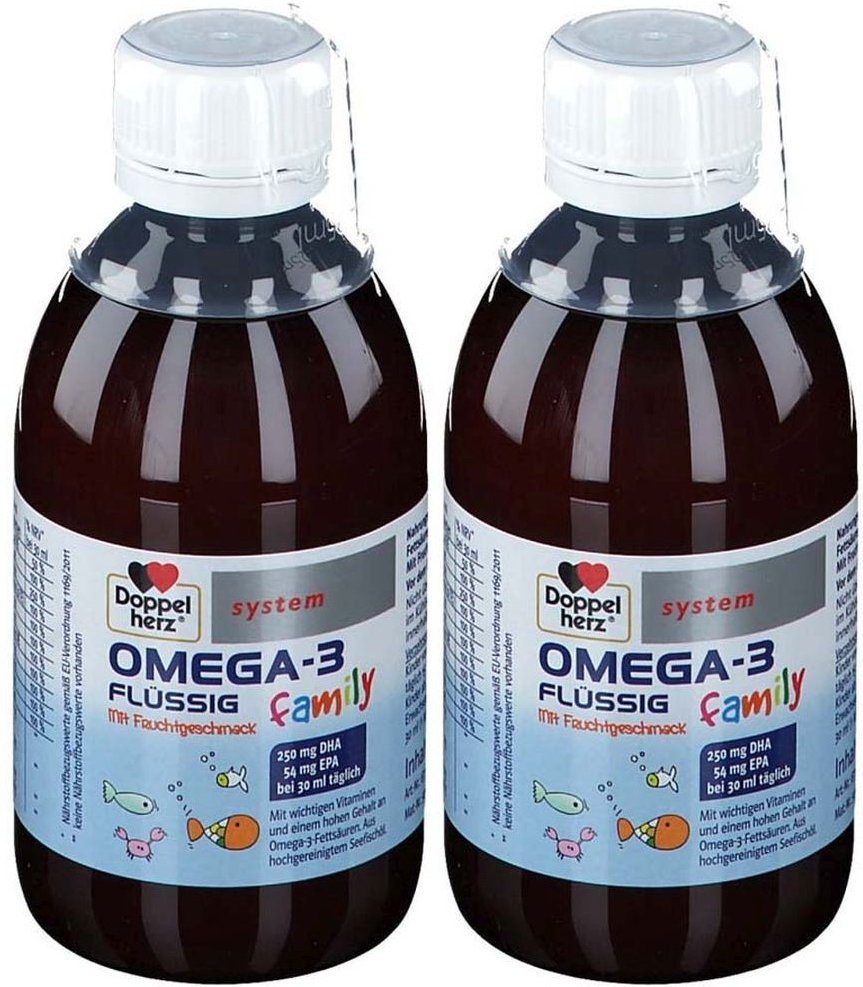 Doppelherz Omega-3 flüssig family system x2 2x250 ml Flüssigkeit zum Einnehmen