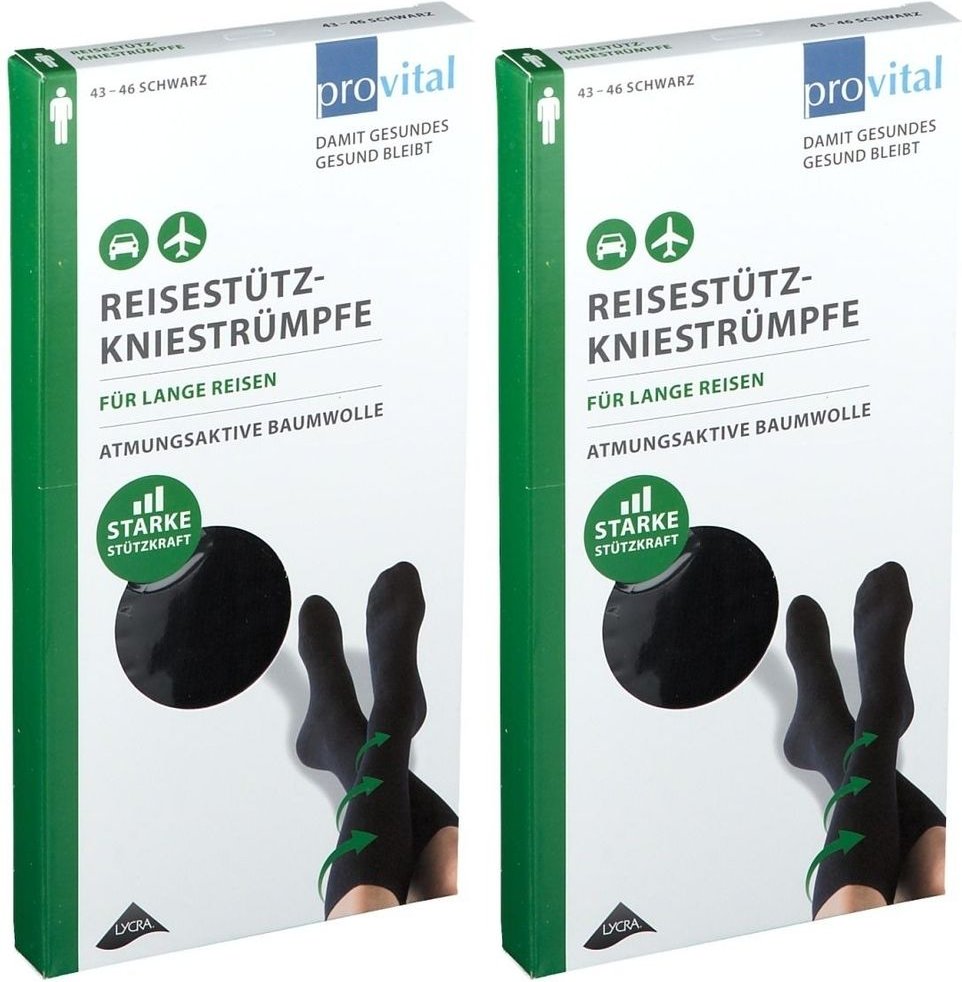 Provital Reisekniestrümpfe Gr.43-46 schwarz 2x 2x2 St