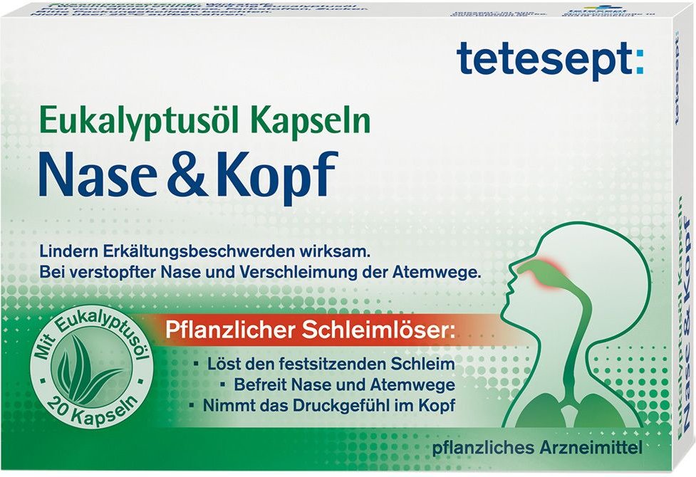 Tetesept Eukalyptusöl Kapseln Nase & Kopf 20 St Weichkapseln