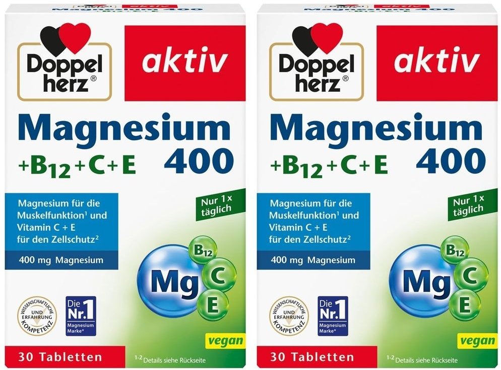 Doppelherz Magnesium 400+B12+C+E Tabletten 2x 2x30 St