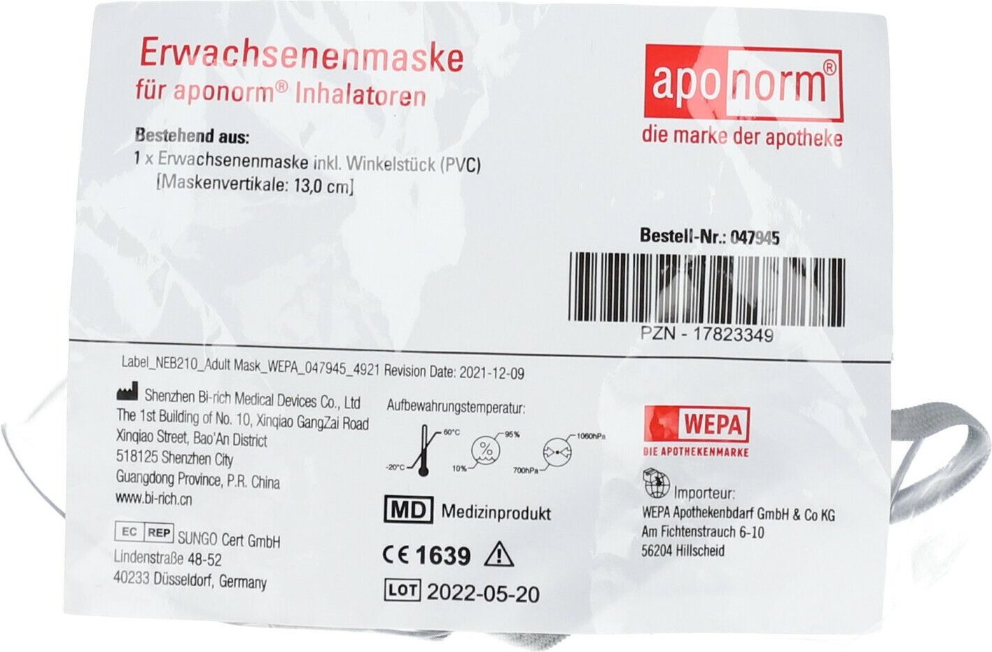 Aponorm Inhalator Standard Erwachsenenmaske