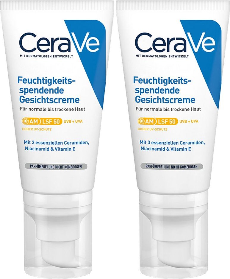 Cerave feuchtigkeitsspendende Gesichtscreme SPF 50 Doppelpack 2x52 ml Creme