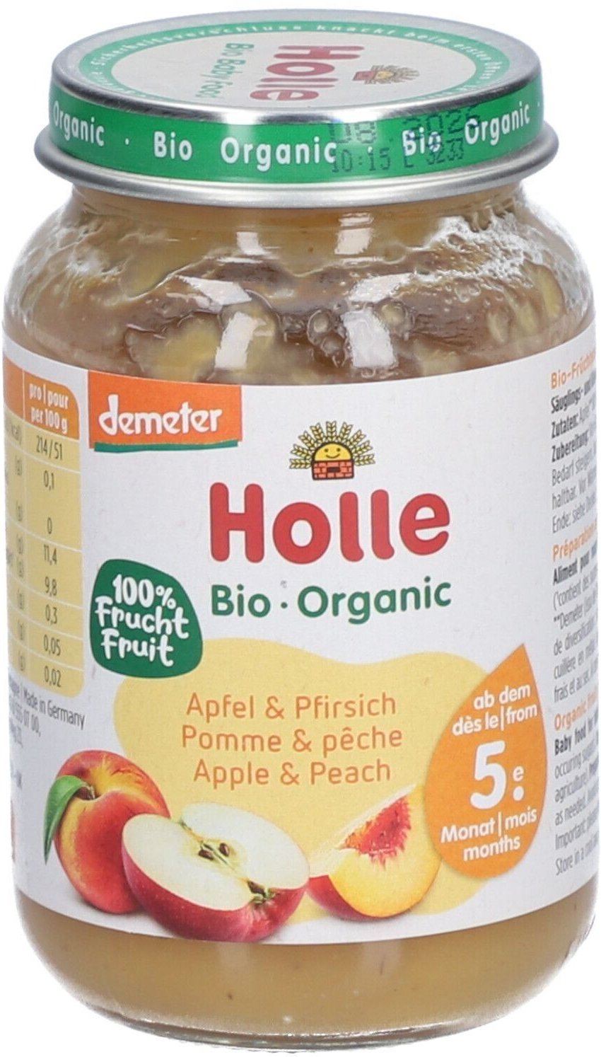 Holle Apfel & Pfirsich Bio, ab 5 Monaten x4 4x190 g