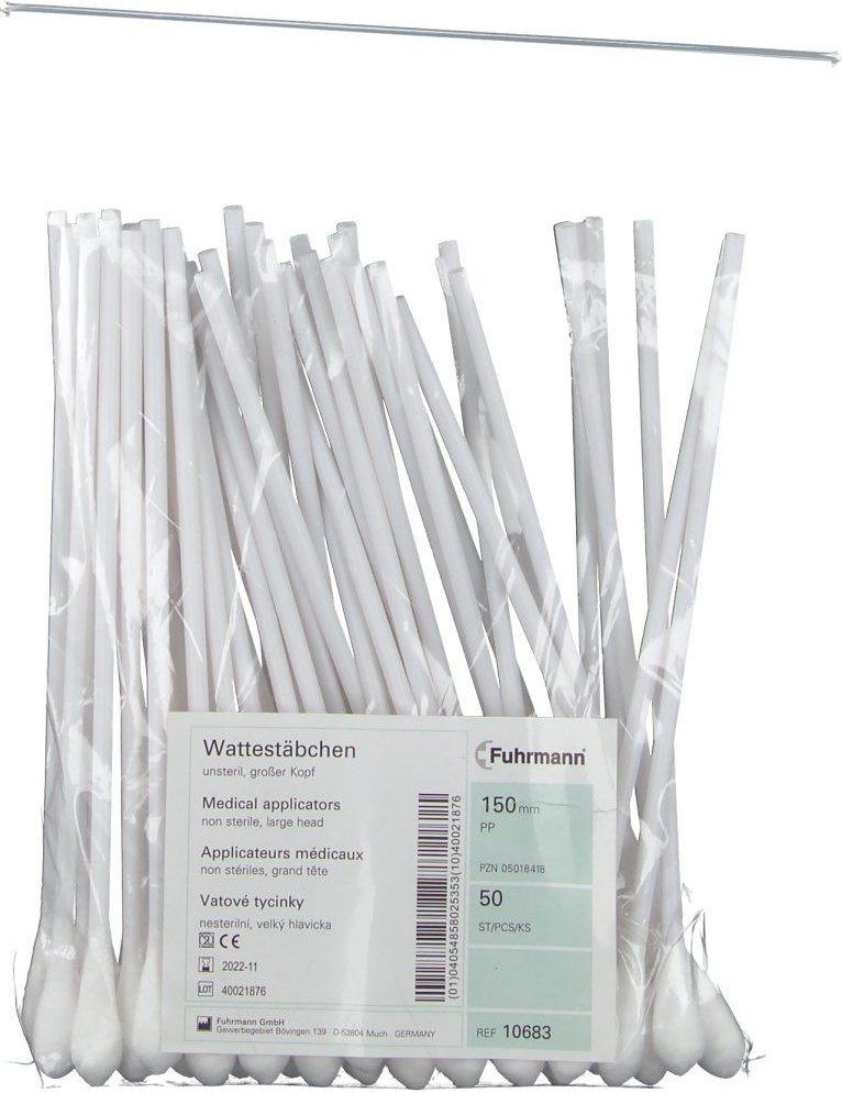 Wattestäbchen Kunststoff großer Kopf 15 cm unster. 50 St Stäbchen