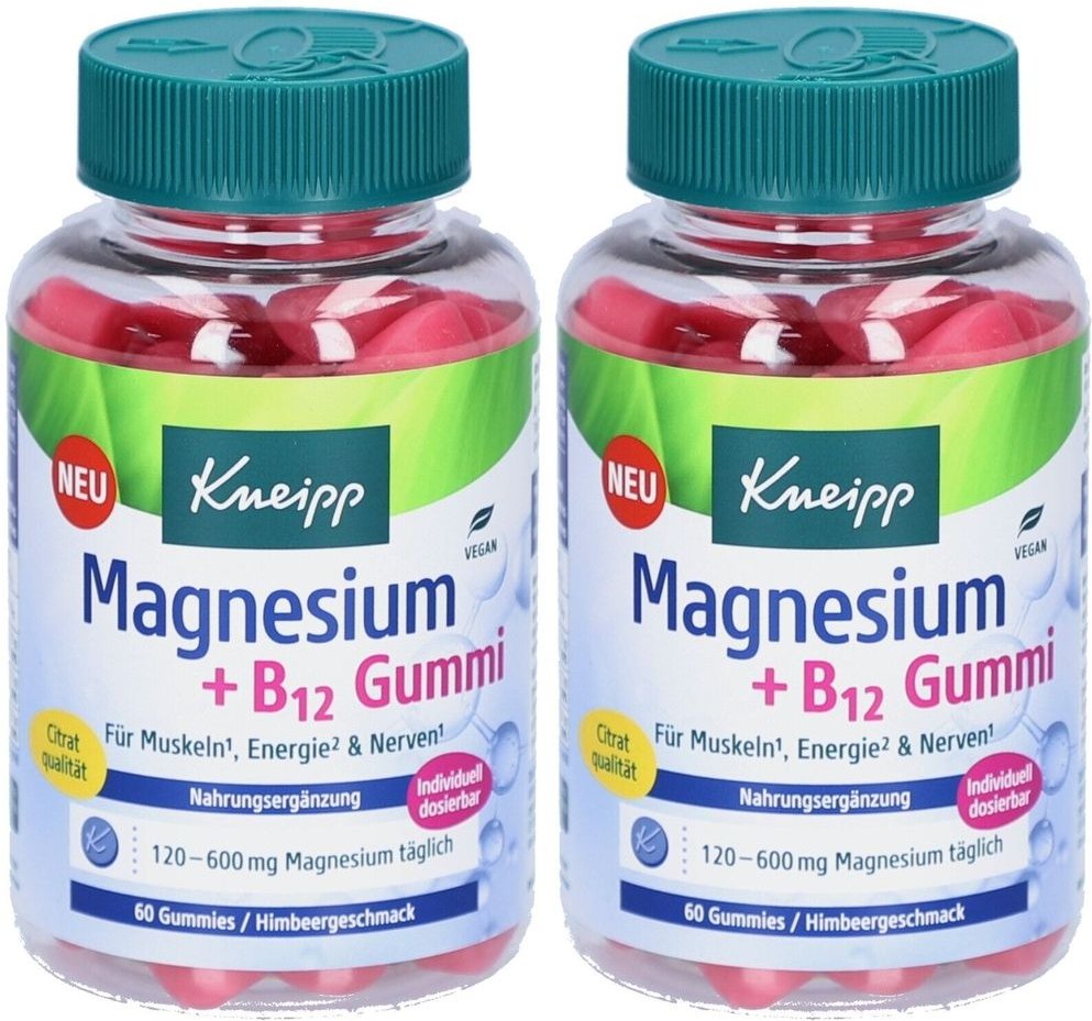 Kneipp Magnesium+B12 Gummi Himbeer 2x 2x60 St