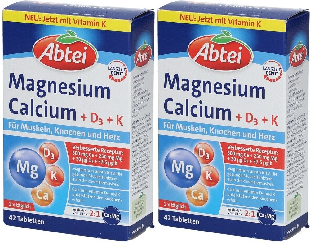 Abtei Magnesium Calcium+D+K Tabletten 2x 2x42 St