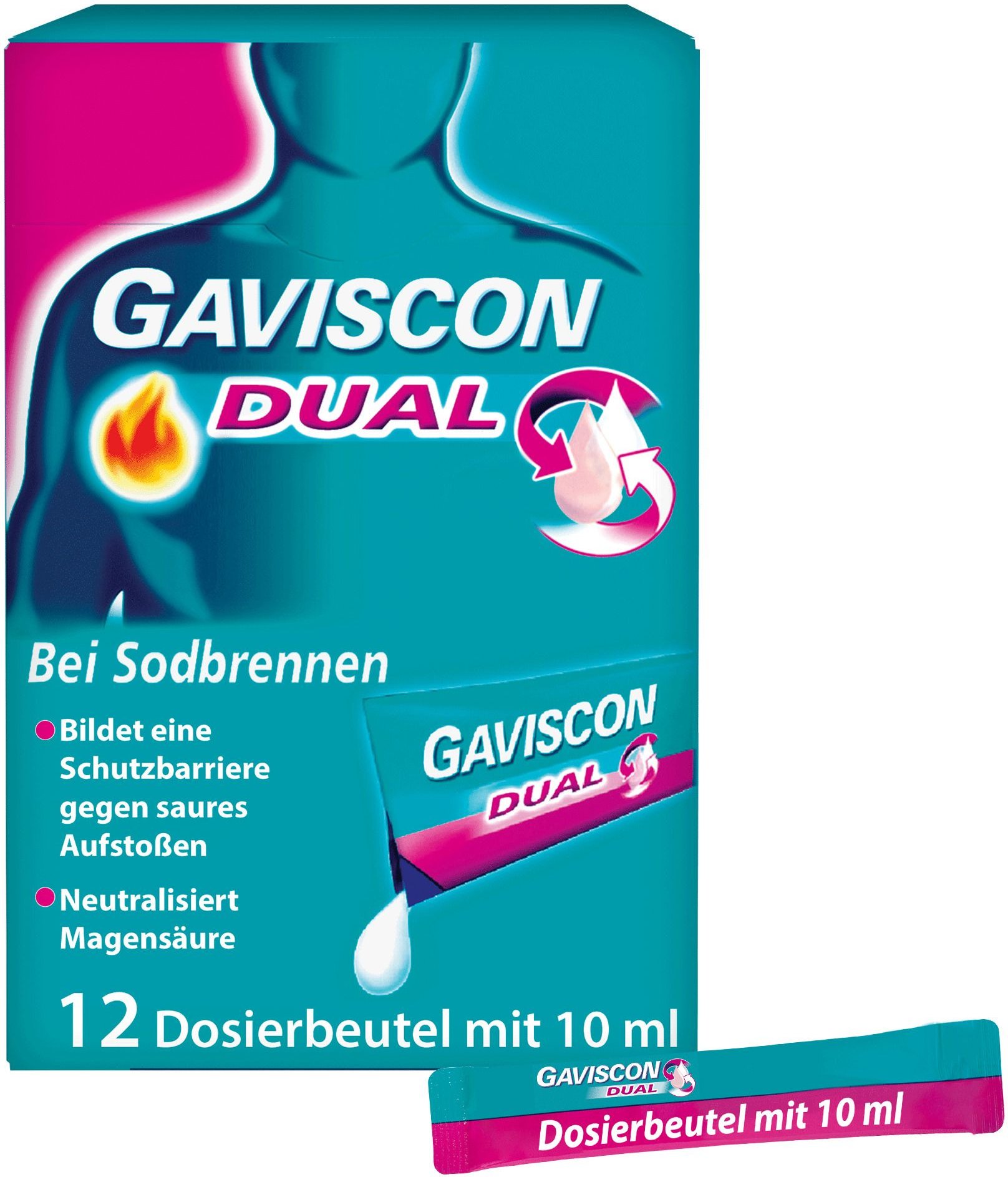 Gaviscon Dual 500mg/213mg/325mg Susp.z.Einn.Btl. 12x10 ml Suspension