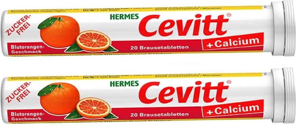Hermes Cevitt+Calcium Blutorange Brausetabletten 2x 2x20 St