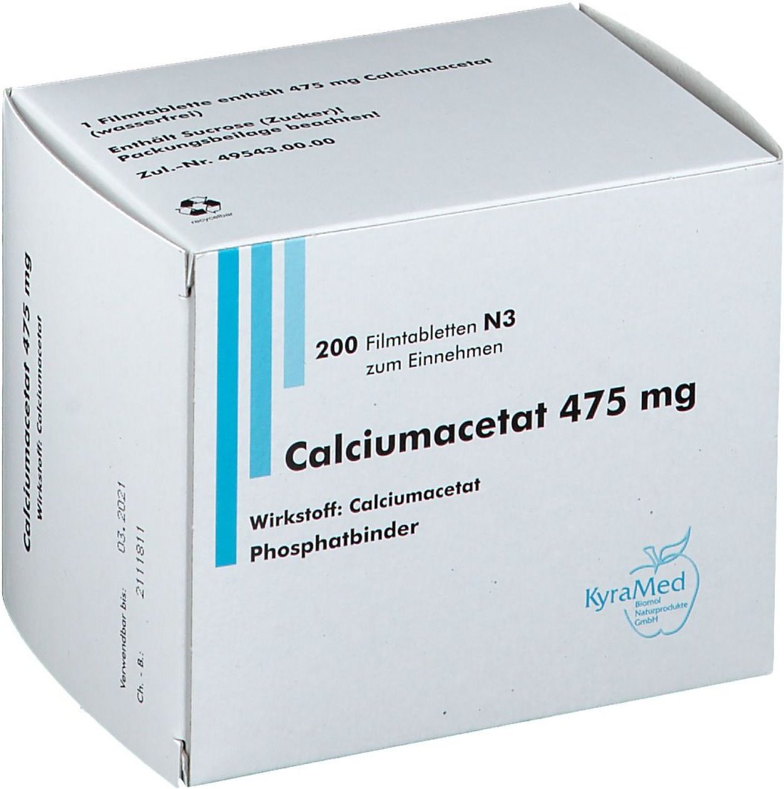 Calciumacetat 475 mg Filmtabletten 200 St