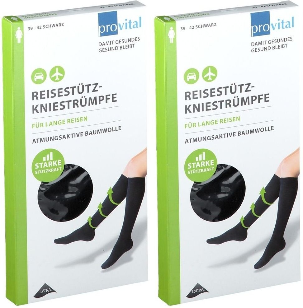 Provital Reisekniestrümpfe Gr.39-42 schwar.Baumw. 2x 2x2 St