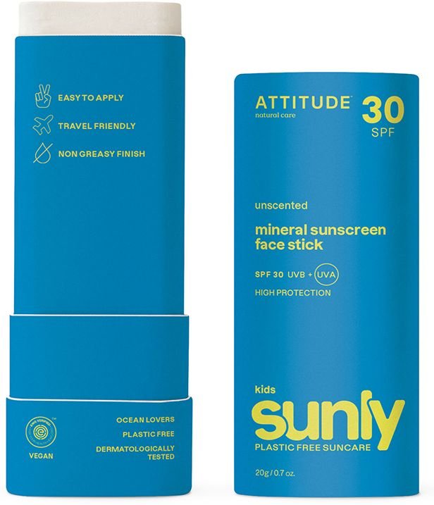 Attitude Sunly Zonnecreme Kinderen Gelaat Zonder Parfum Spf30 20 g Sonnenschutzcreme