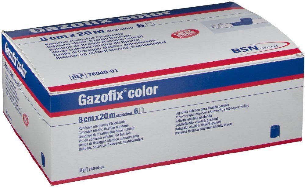 Gazofix color Fixierbinde kohäsiv 8 cmx20 m blau