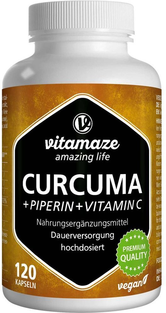 CURCUMA+PIPERIN+Vitamin C vegan Kapseln 120 St