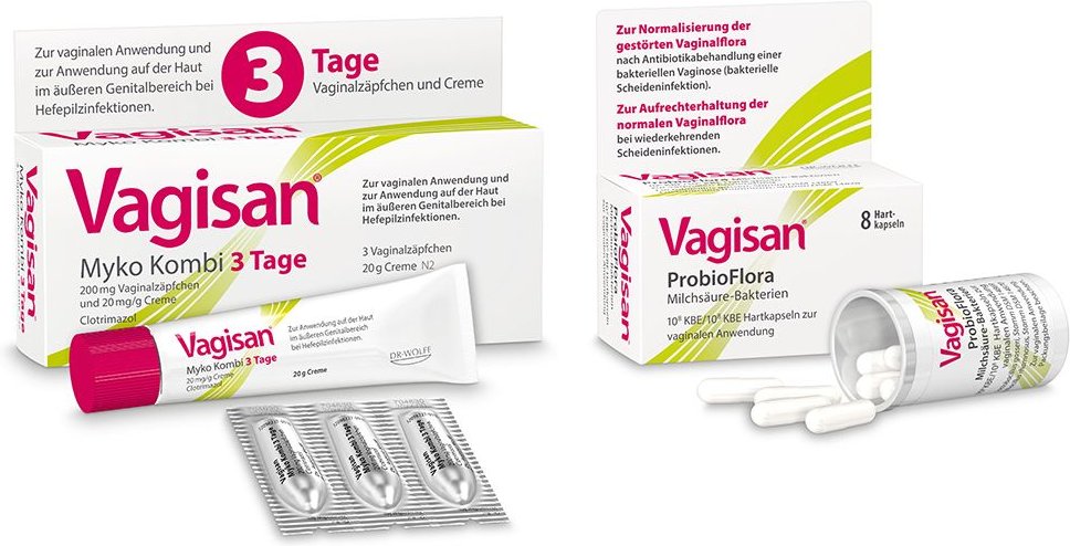 Thumbnail - Vagisan Myko Kombi 3-Tage + ProbioFlora Milchsäure-Bakter.Vaginalkaps. 1 St Set