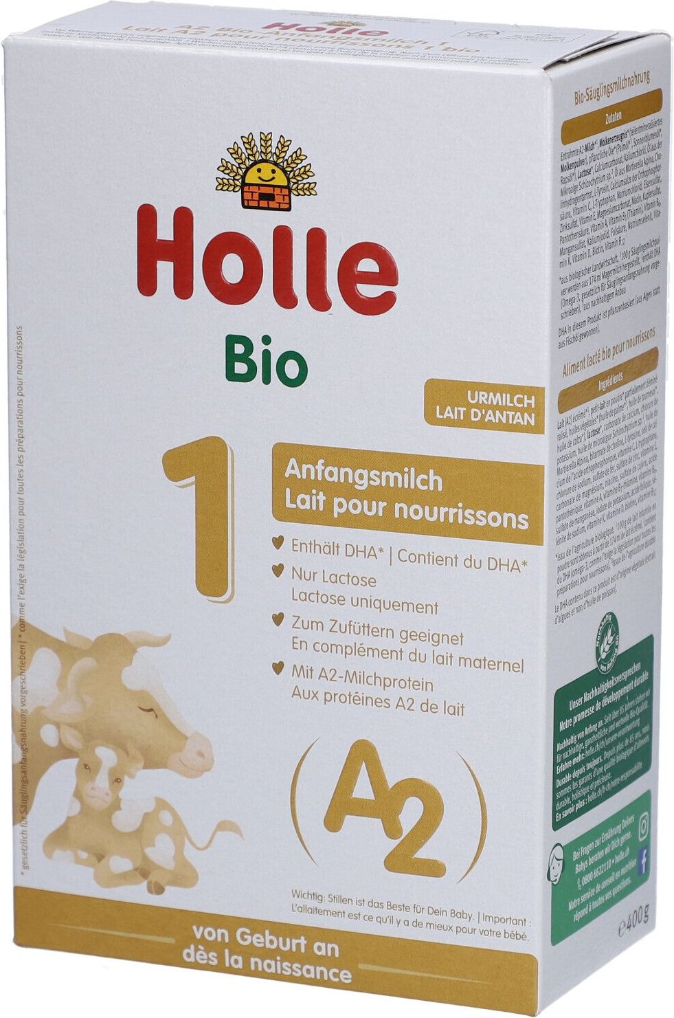 Holle A2 Bio-Anfangsmilch 1 (neu) 400 g Puder