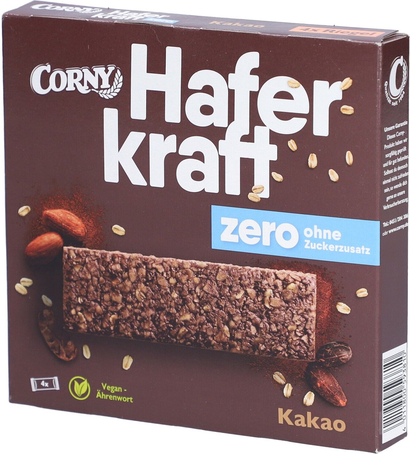 Corny Haferkraft Zero Faltschachtel Kakao 4 St Riegel