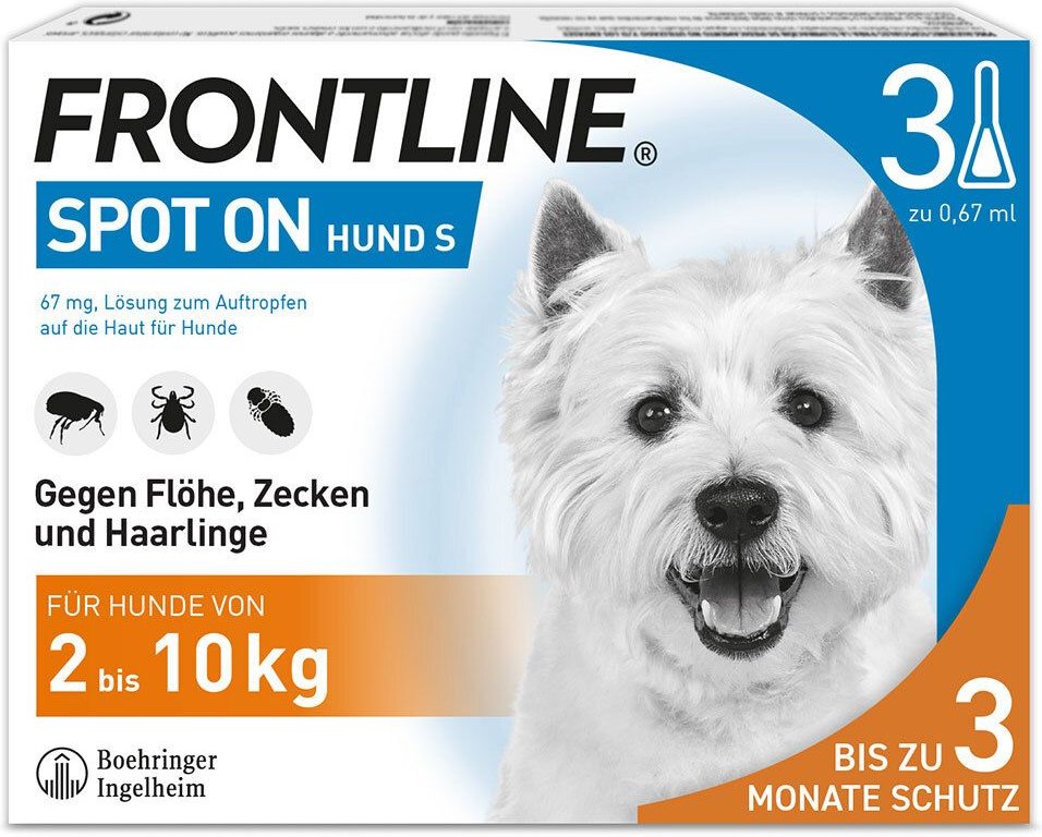 Frontline Spot on H 10 Lösung f.Hunde 3 St Einzeldosispipetten