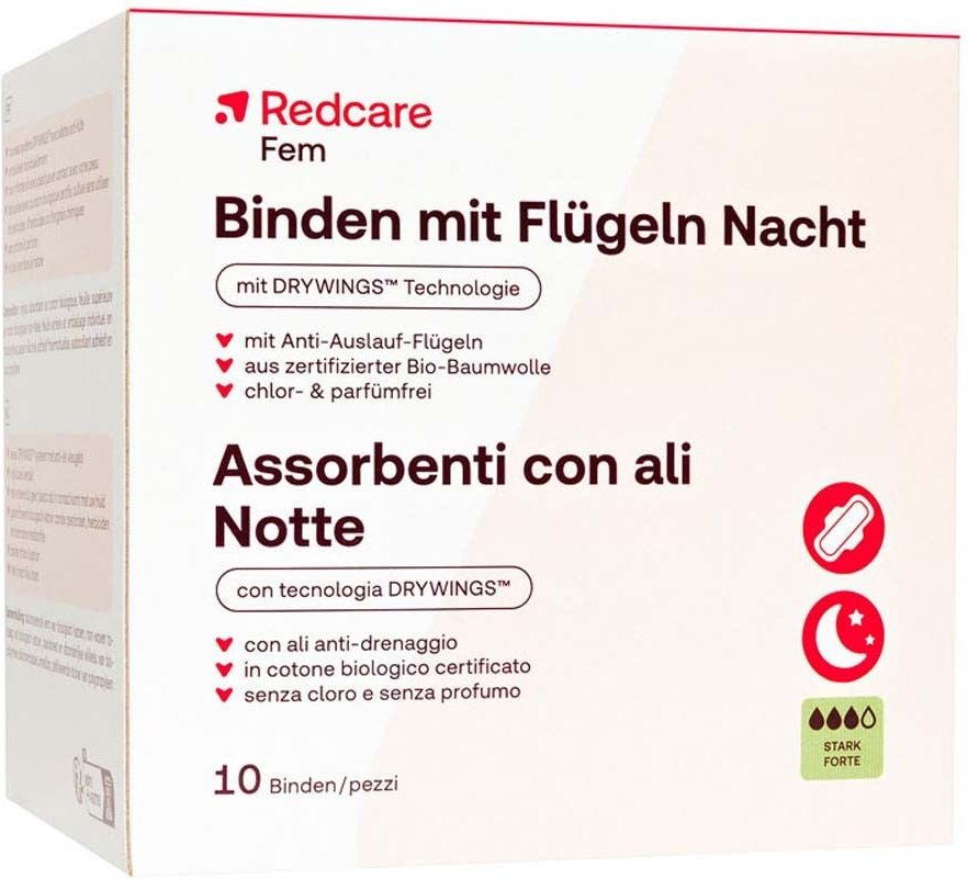 Redcare Ultra-Binden Nacht mit Flügeln 10 St Binden