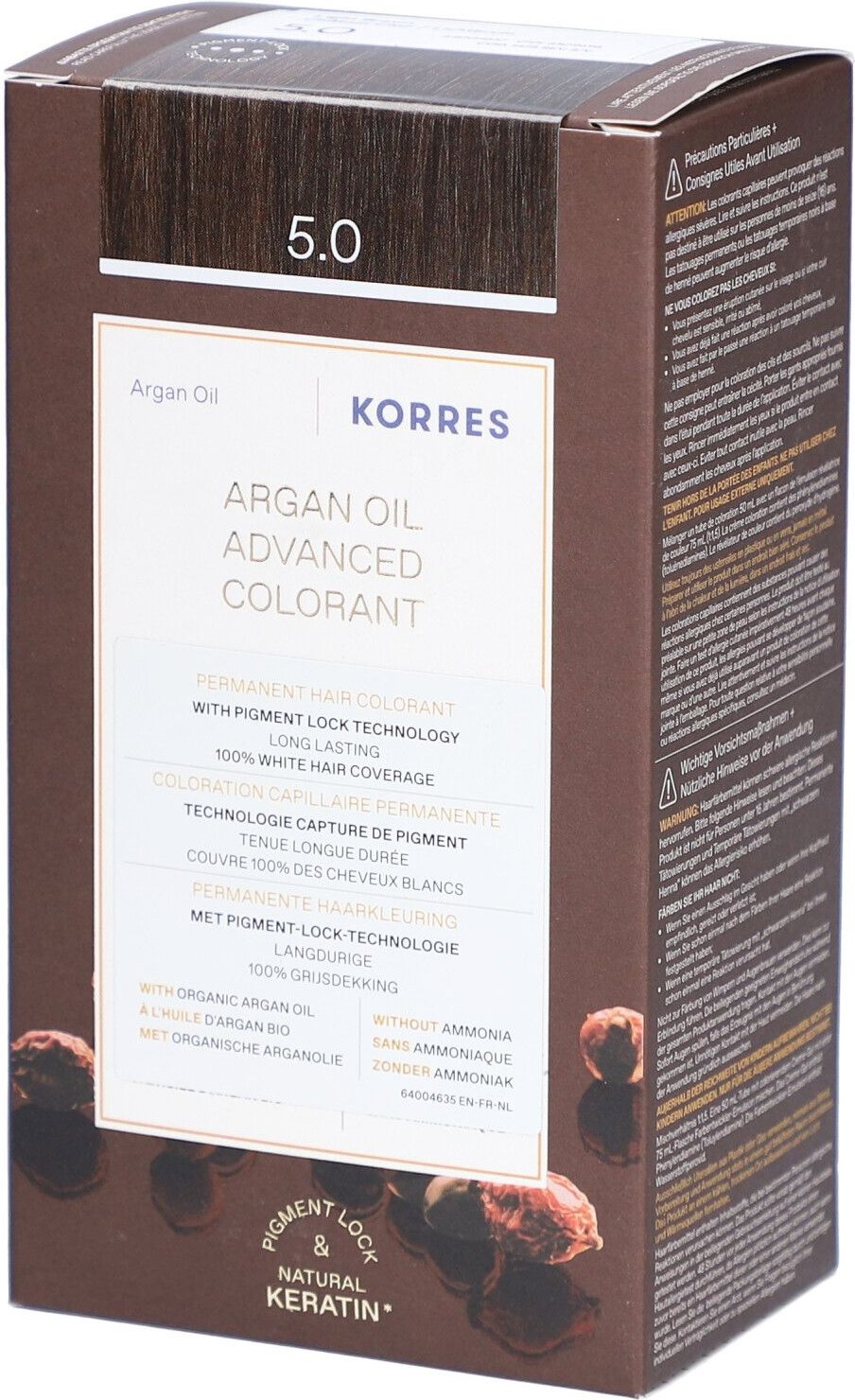 Korres Argan Oil Advanced Colorant 5.0 Light Brown 1 St Kombipackung