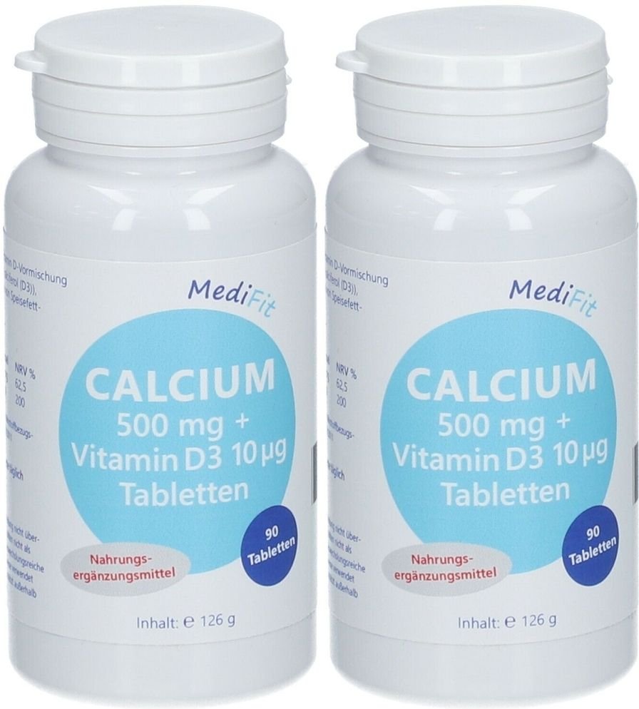 Calcium 500 mg+Vitamin D3 10 µg Tabletten MediFit 2x 2x90 St