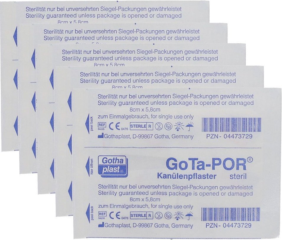 Gota-Por Kanülenpflaster 58x80 mm 5x 5x1 St Pflaster