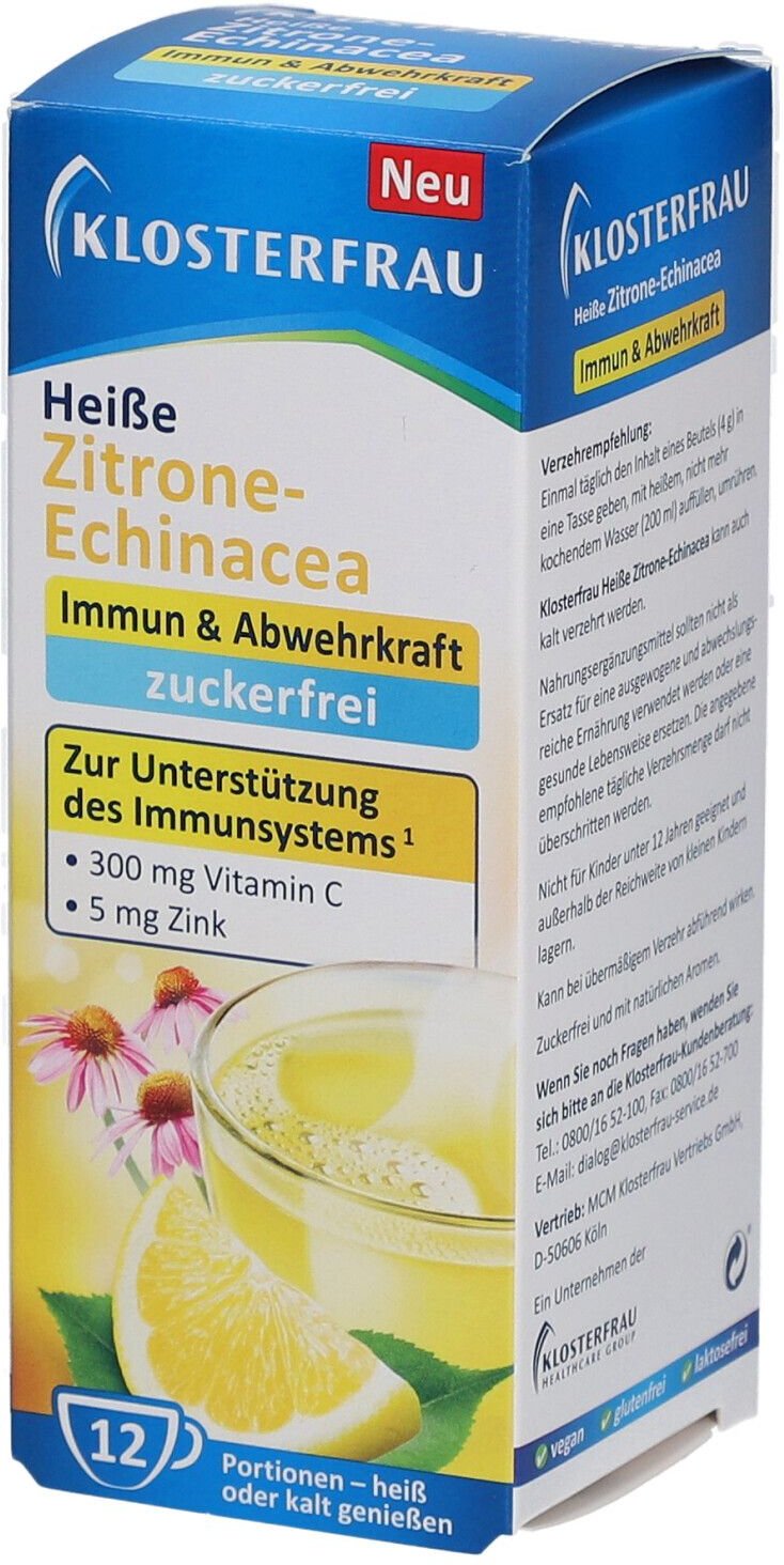 Klosterfrau heiße Zitrone-Echinacea zuckerfr.Gran. 12x4 g Granulat