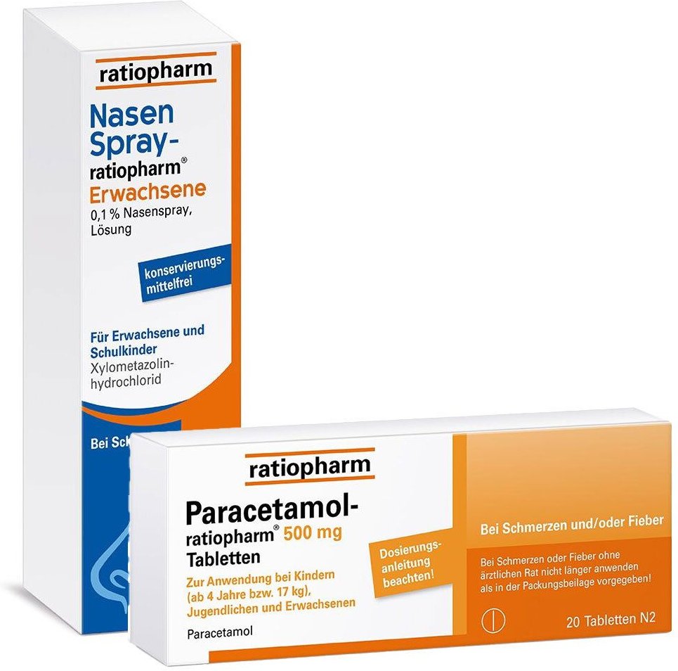 PARACETAMOL-ratiopharm 500 mg Tabletten & NASENSPRAY-ratiopharm Erwachsene kons.frei 1 St