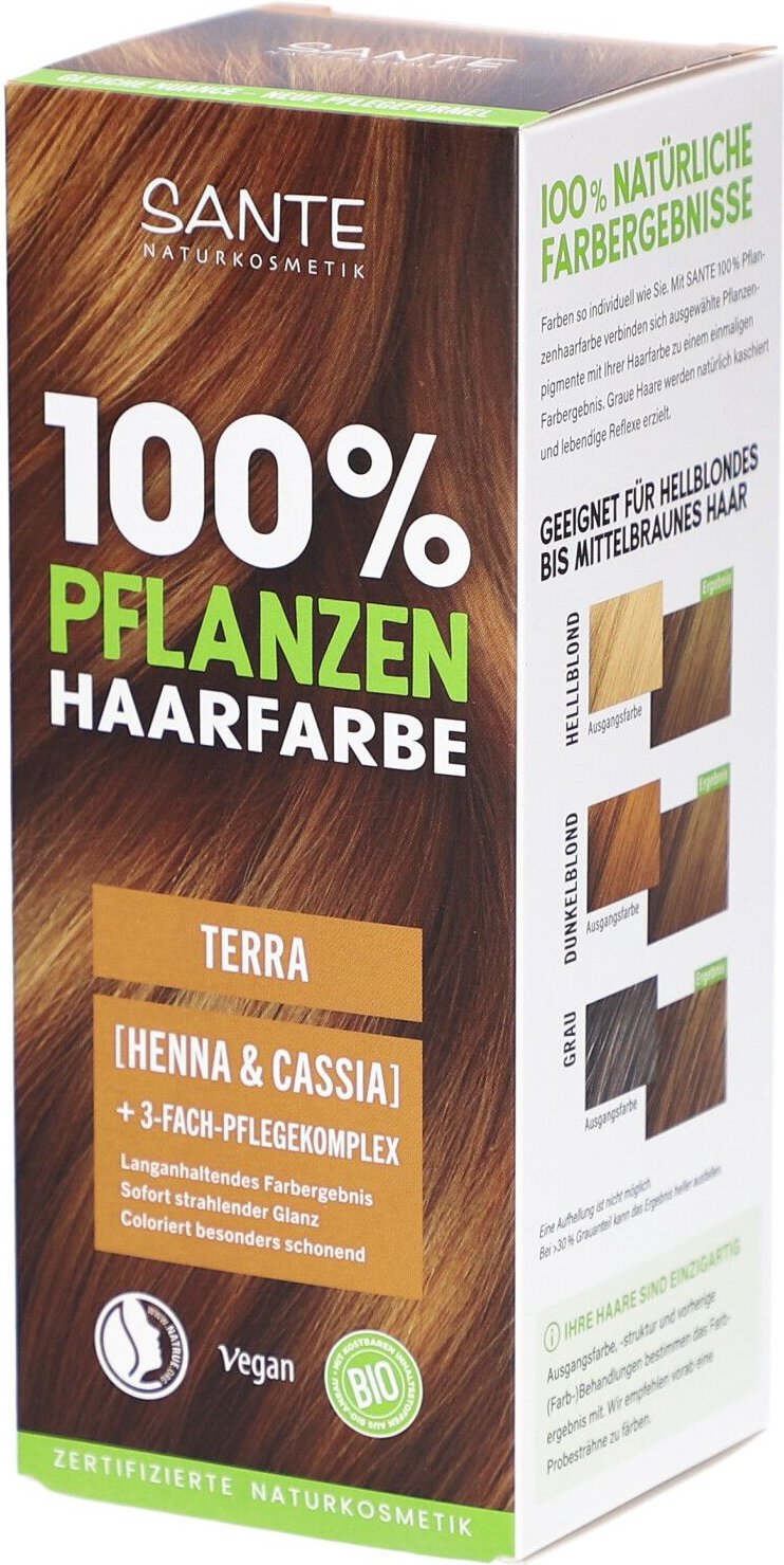 100% Pflanzenhaarfarbe mit 3-Fach Pflegekomplex terra 04 100 g Pulver
