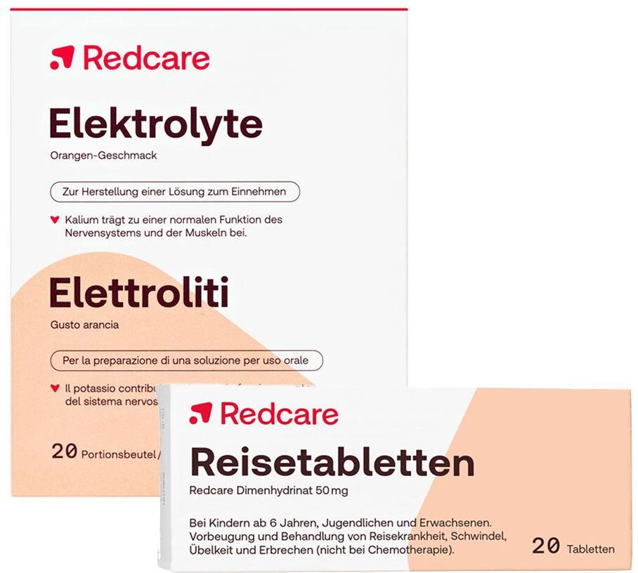 Redcare Reisetabletten Dimenhydrinat 50mg + Elektolyte 20+20 St Set