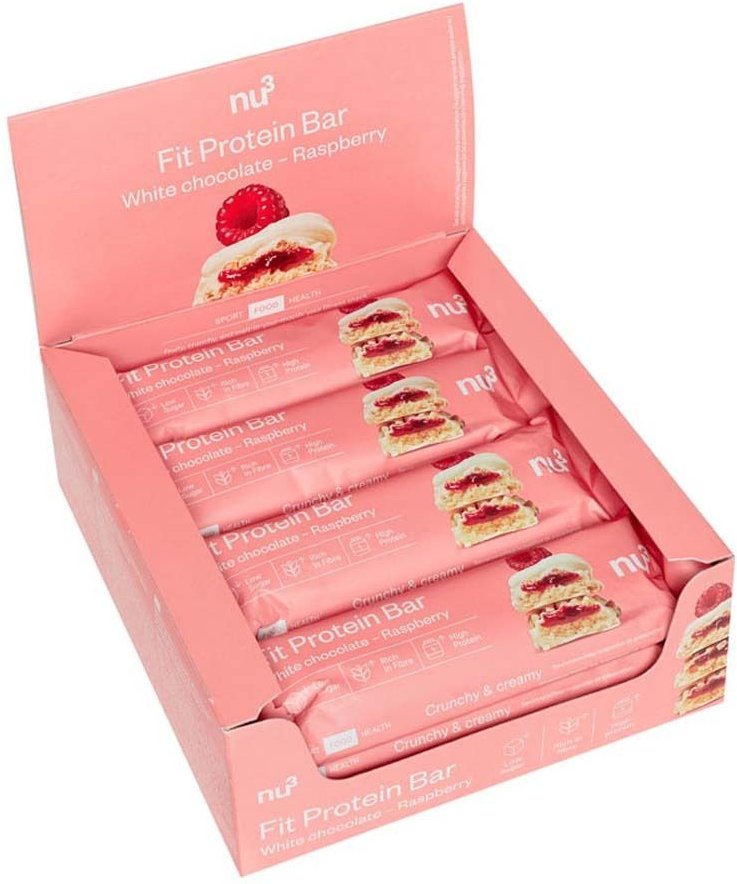 nu3 Fit Protein Bar, White Chocolate Raspberry 12x55 g Riegel
