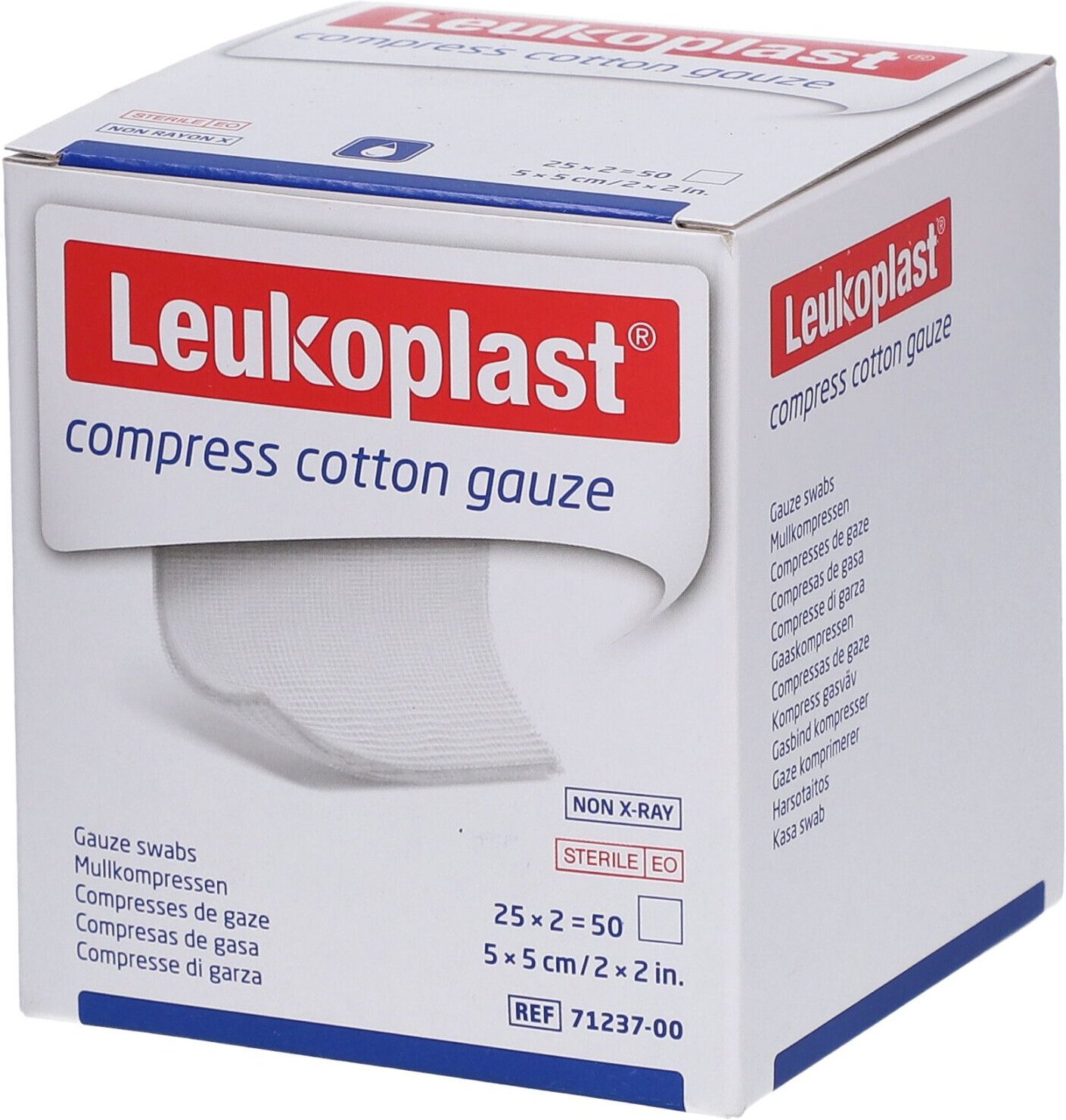 Leukoplast compress Cotton Gauze 5x5cm steril 8f 25x2 St Kompressen