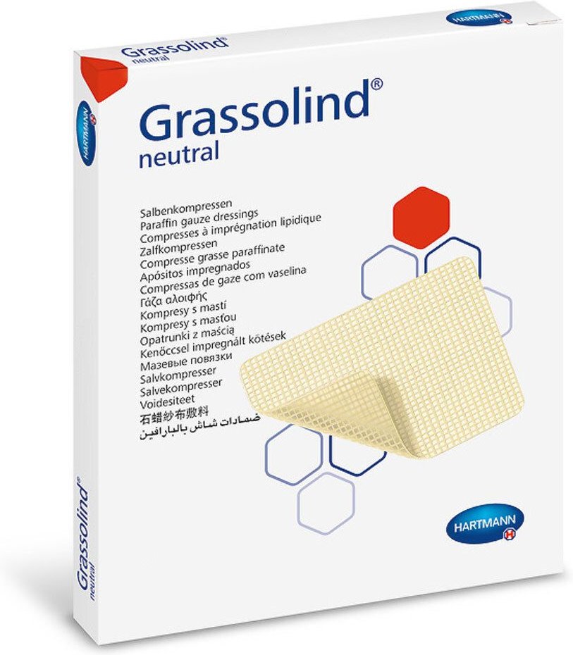 Grassolind Salbenkompressen 5x5 cm steril 50 St Kompressen