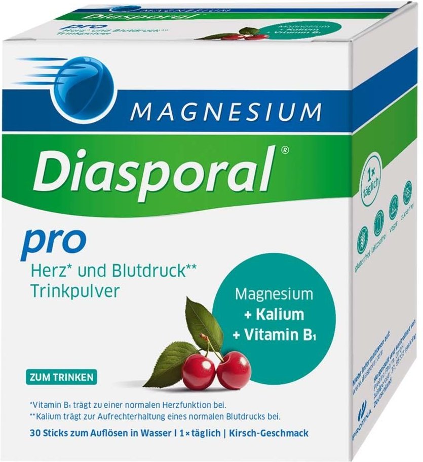 Magnesium Diasporal pro Herz und Blutdruck Pulver 30 St
