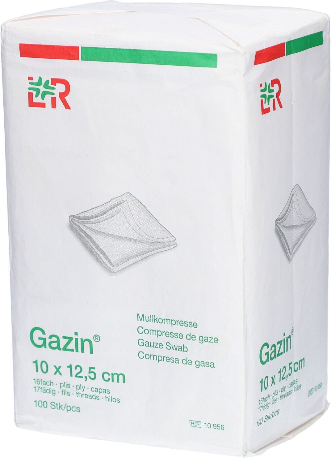 Gazin Mullkomp.10x12,5 cm unsteril 16fach Op 100 St Kompressen