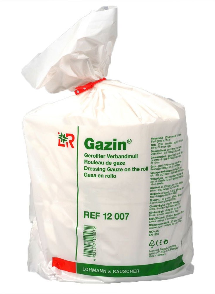 Gazin Verbandmull 8 cmx5 m 4fach gerollt 1 St Kompressen