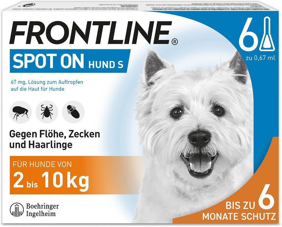 Frontline Spot on H 10 Lösung f.Hunde 6 St Einzeldosispipetten