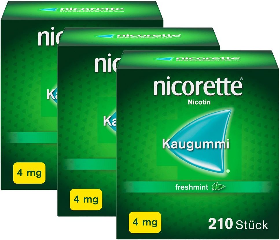 Nicorette 4MG Freshmint 3er-Pack 3x210 St Kaugummi