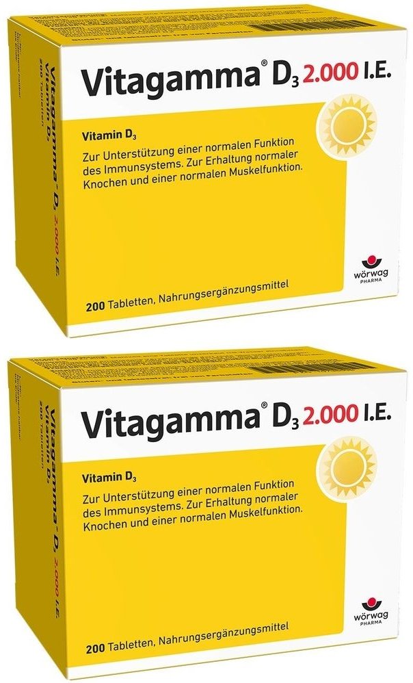 Vitagamma D3 2.000 I.e. Vitamin NEM Tabletten 2x 2x200 St