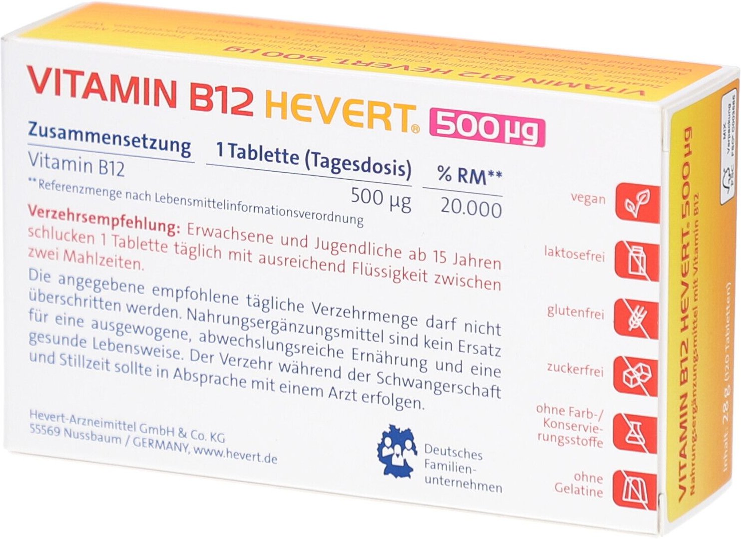 Vitamin B12 Hevert 500 µg Tabletten 120 St