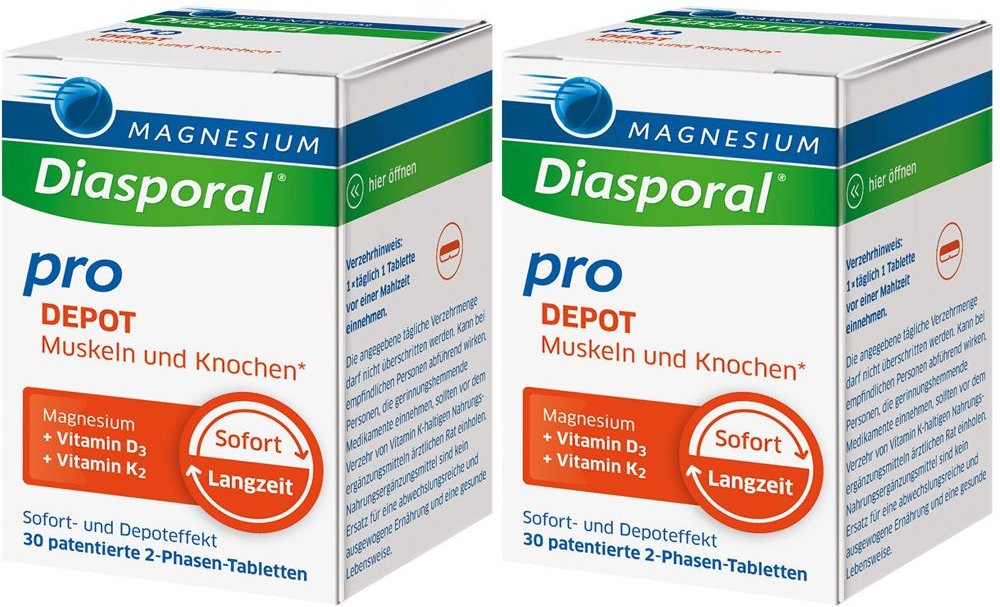 Thumbnail - Magnesium-Diasporal Pro Depot Muskeln und Knochen Doppelpack 2x30 St Tabletten