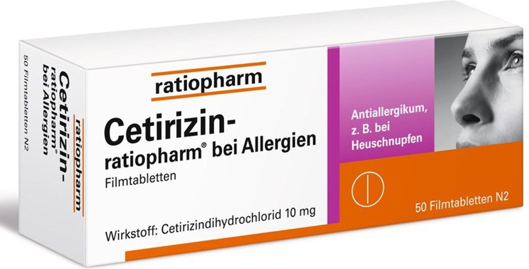 CETIRIZIN-ratiopharm bei Allergien 10 mg Filmtabl. 50 St Filmtabletten
