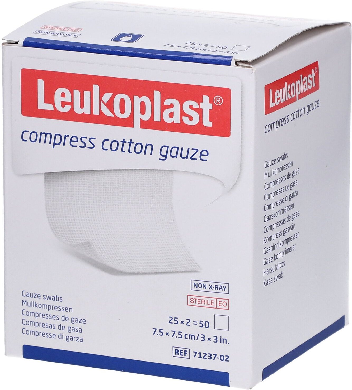 Leukoplast compress Cotton Gauze 7,5x7,5cm ste.8f 25x2 St Kompressen