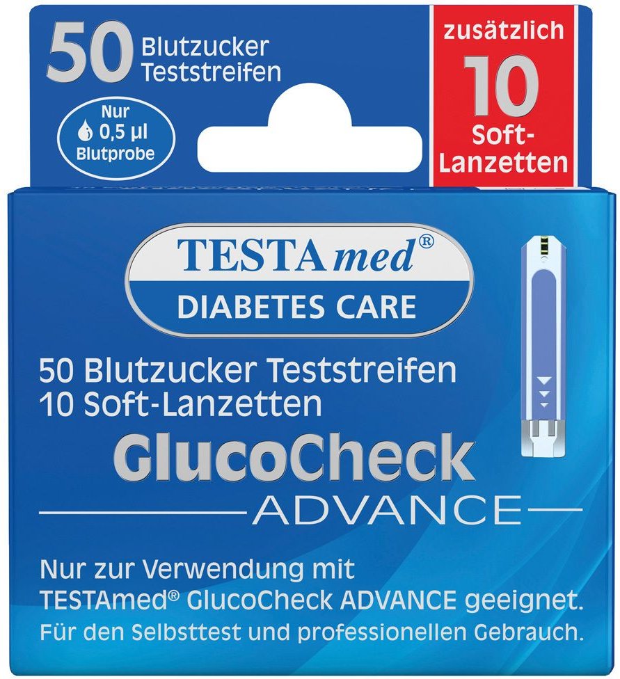 Testamed GlucoCheck Advance 50 Teststr.m.10 Lanz. 1 St Kombipackung